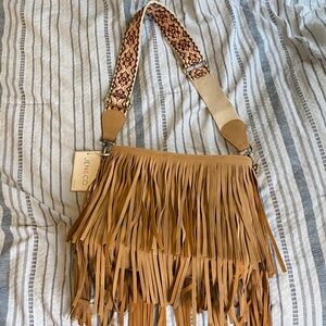 Tan Fringe Shoulder Bag